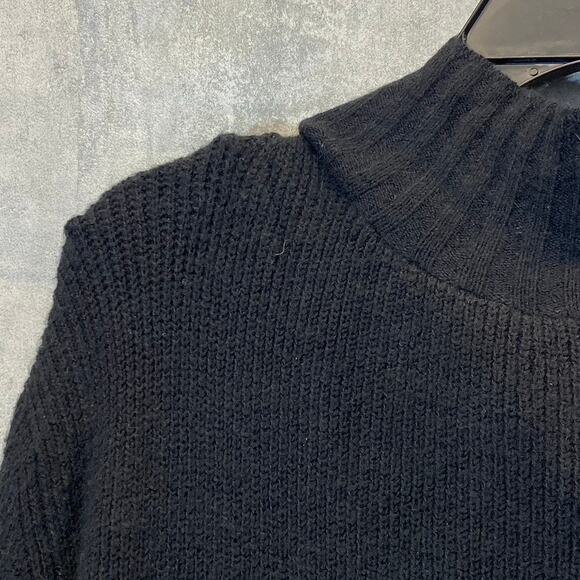 TREASURE & BOND Women's Solid Black Half-Zip Mock Neck Long Sleeve Sweater Dress - Picture 5 of 10